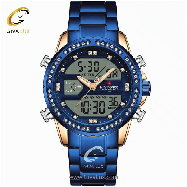 ساعت مچی مردانه بند فلزی دو زمانه ناوی فورس مدل NF9190